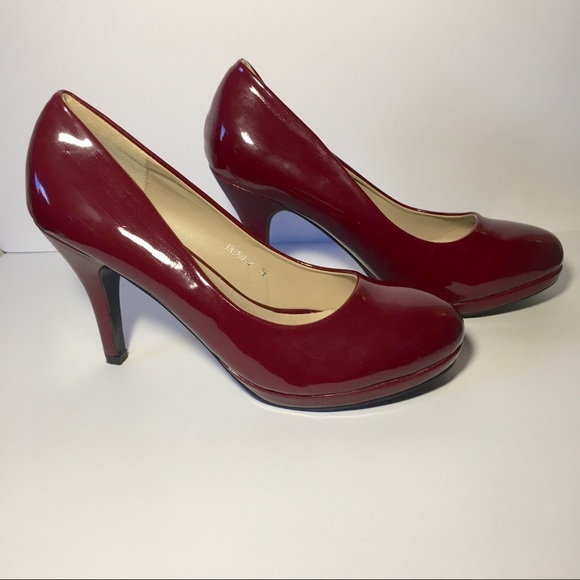 Shoes - Cranberry Round Toe Patent Heels by Color 7 Size 8